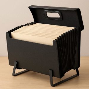 14 Expanding Accordion File Box with Handle Desktop Document Organizer Stand for Legal Letter Paper