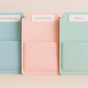 15 Aesthetic Pastel Color File Folders with Labels and Pockets for Homework Receipts and Bills Management