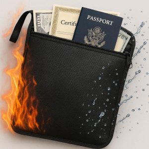 16 Fireproof Waterproof Document Folder Bag with Zipper Closure for Valuable Passport Certificates Cash Storage