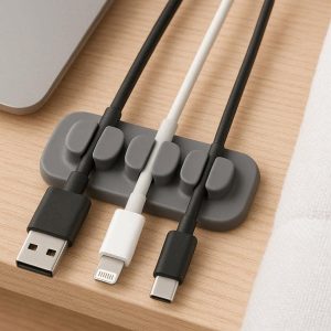 17 Magnetic Cable Organizer Silicone Cord Holder Clips for Desktop Bedside Nightstand and Charging Wire Management