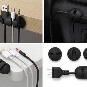 18 Silicone Cable Clips Self Adhesive Cord Holders Under Desk Wire Organizers for Car Home Office Workspace