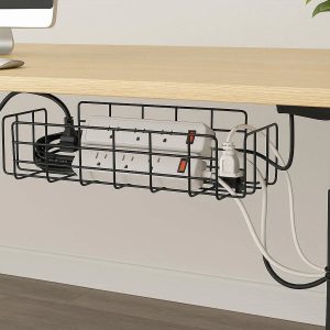 21 Under Desk Cable Management Tray Wire Organizer Basket for Home Office Standing Desk Table Power Strips