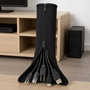 23 Neoprene Cable Management Sleeve with Zipper Cord Hider Cover Organizer for Computer TV Entertainment Center